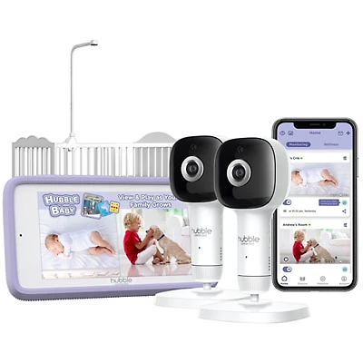 Hubble Connected SkyVision AI Pro Twin Smart Baby Monitor w/ 2 Cameras, Sleep Tracking, Night Vision & Pan/Tilt