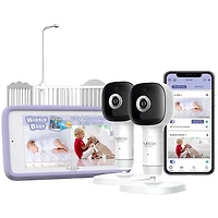 Hubble Connected SkyVision AI Pro Twin Smart Baby Monitor w/ 2 Cameras, Sleep Tracking, Night Vision & Pan/Tilt
