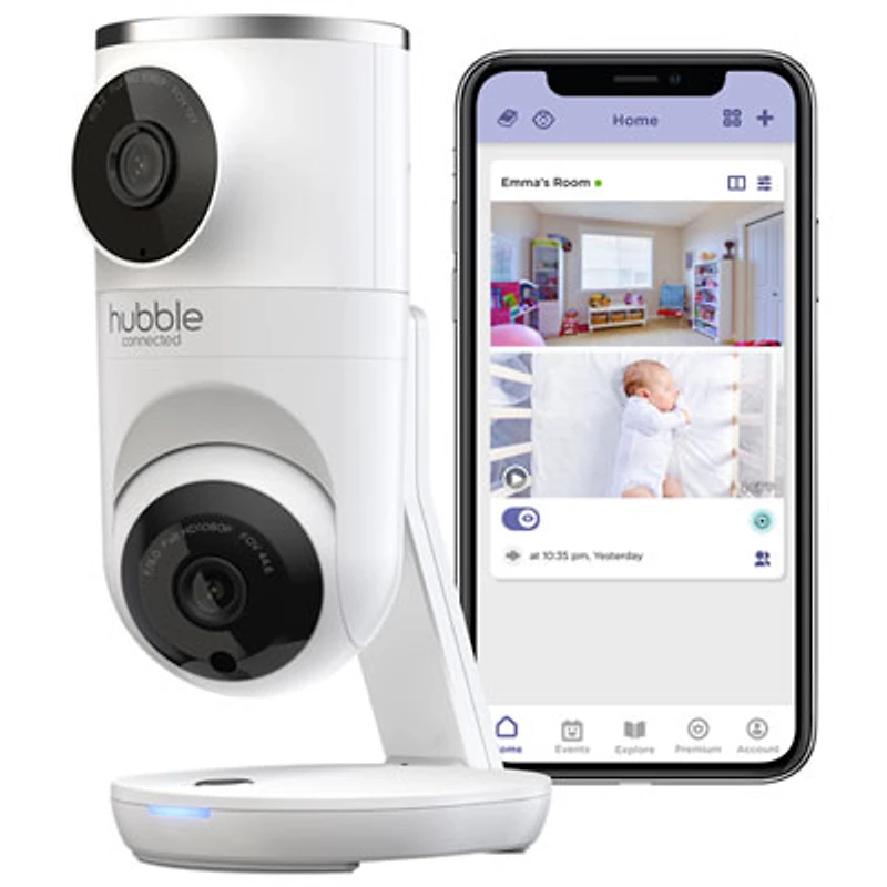 Hubble Connected Nursery Pal Dual Vision Camera w/ Sleep Tracking, Night Vision & Pan/Tilt (HCTNPDVXBU)