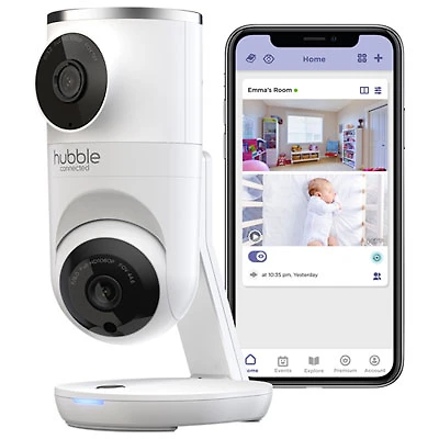 Hubble Connected Nursery Pal Dual Vision Camera w/ Sleep Tracking, Night Vision & Pan/Tilt (HCTNPDVXBU)