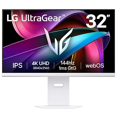 LG UltraGear 32" 4K Ultra HD 144Hz 1ms GTG IPS LED G-Sync FreeSync Gaming Monitor (32G810SA-W) - White