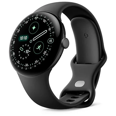 Google Pixel Watch 4 (LTE) 45mm Matte Black Aluminum Case with Obsidian Active Band