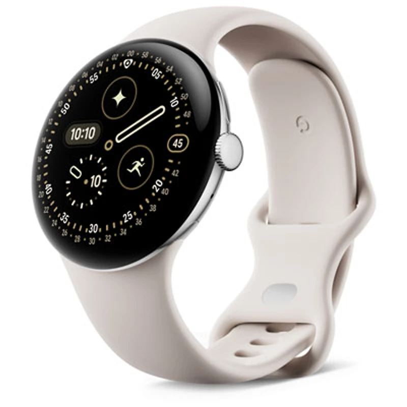 Google Pixel Watch 4 (LTE) 45mm Polished Silver Aluminum Case with Porcelain Active Band