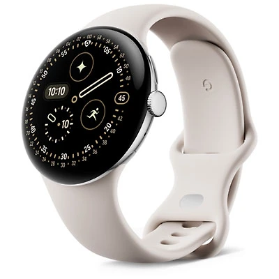 Google Pixel Watch 4 (LTE) 45mm Polished Silver Aluminum Case with Porcelain Active Band