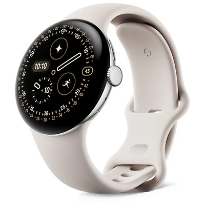 Google Pixel Watch 4 (LTE) 41mm Polished Silver Aluminum Case with Porcelain Active Band