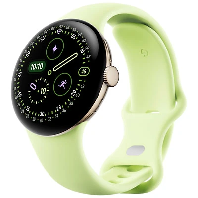 Google Pixel Watch 4 (LTE) 41mm Champagne Gold Aluminum Case with Lemongrass Active Band