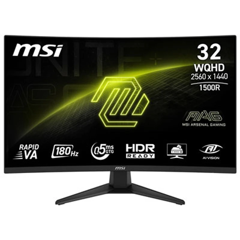 MSI 32" WQHD 180Hz 0.05ms Curved LED Gaming Monitor (MAG 321CQF E18) - Metallic Black