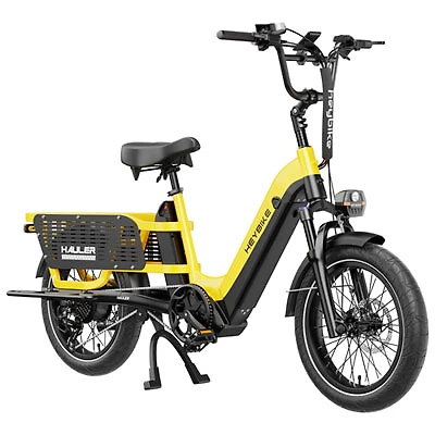 Heybike Hauler Fat-Tire Electric Cargo Bike with Dual Battery (750W Motor / 140 km Range / 45 km/h Top Speed) - Yellow