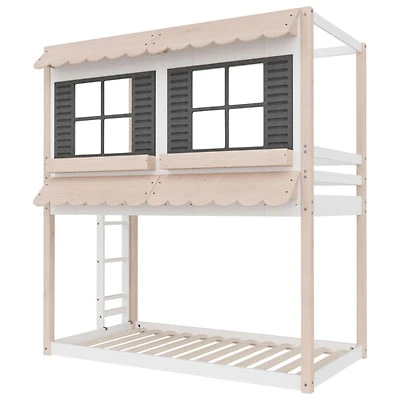 Garden Cottage Contemporary Kids Bunk Bed - White/Tan/Grey
