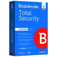 Bitdefender Total Security Family Edition (PC/Mac/iOS/Android) - 25 Device - 5 User - 1 Year - Digital Download