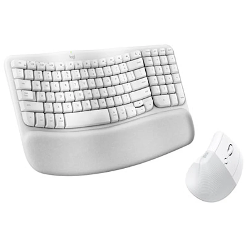 Logitech Wave Keys Bluetooth Membrane Full-Size Ergonomic Keyboard & Mouse Combo for Mac - White - EN -Only at Best Buy