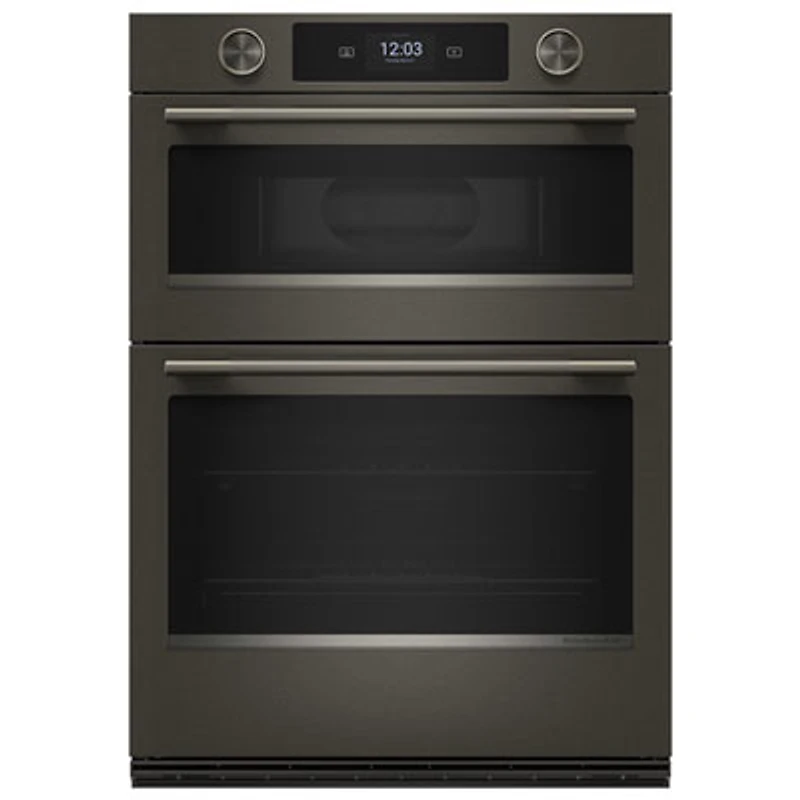 KitchenAid 30" 5 Cu. Ft. Combination True Convection Electric Wall Oven (KOEC730SBE) - Black Ore