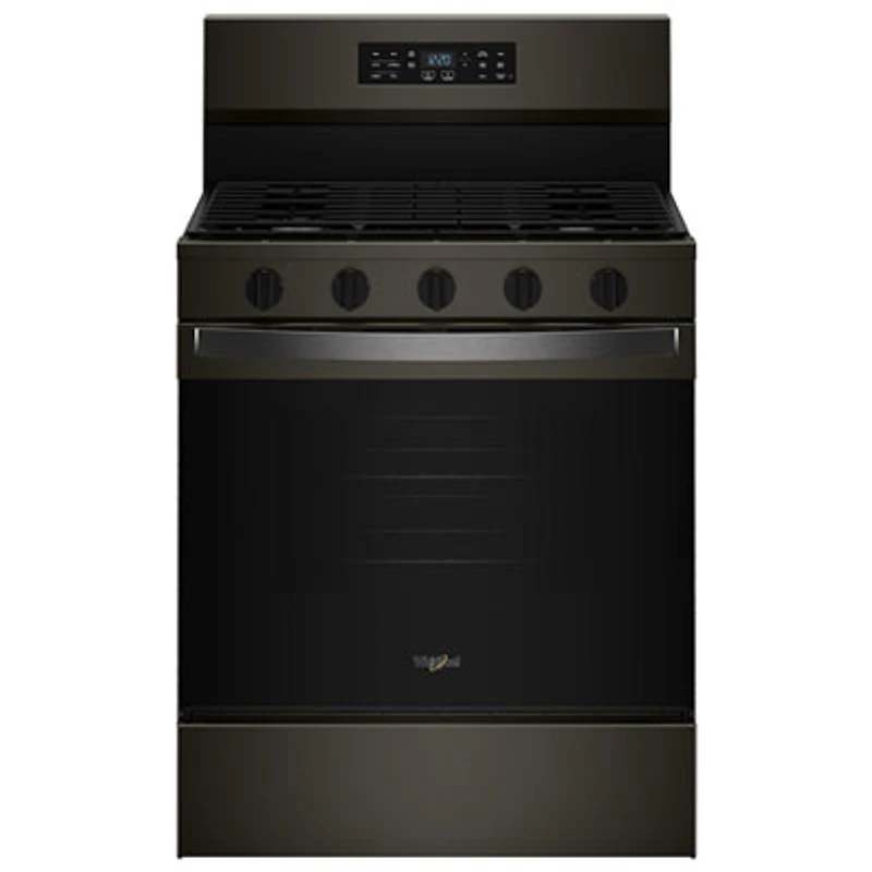 Whirlpool 30" 5.0 Cu. Ft. Free-Standing 5-Burner Self-Clean Gas Air Fry Range (WFGS5730SV) - Black Stainless Steel
