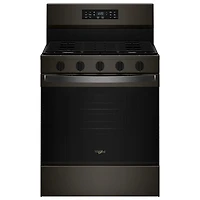 Whirlpool 30" 5.0 Cu. Ft. Free-Standing 5-Burner Self-Clean Gas Air Fry Range (WFGS5730SV) - Black Stainless Steel