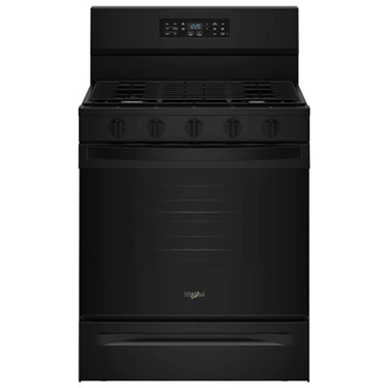 Whirlpool 30" 5.0 Cu. Ft. Free-Standing 5-Burner Self-Clean Gas Air Fry Range (WFGS5730SB) - Black