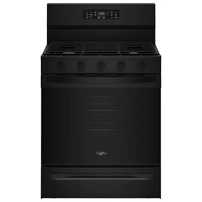 Whirlpool 30" 5.0 Cu. Ft. Free-Standing 5-Burner Self-Clean Gas Air Fry Range (WFGS5730SB) - Black