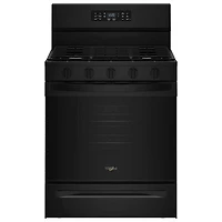 Whirlpool 30" 5.0 Cu. Ft. Free-Standing 5-Burner Self-Clean Gas Air Fry Range (WFGS5730SB) - Black