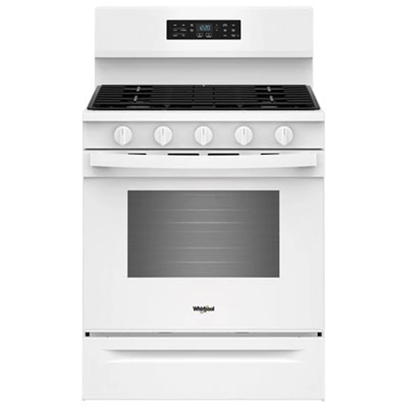 Whirlpool 30" 5.0 Cu. Ft. Free-Standing 5-Burner Self-Clean Gas Air Fry Range (WFGS5730SW) - Black