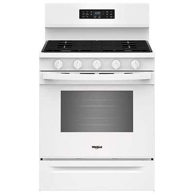 Whirlpool 30" 5.0 Cu. Ft. Free-Standing 5-Burner Self-Clean Gas Air Fry Range (WFGS5730SW) - Black