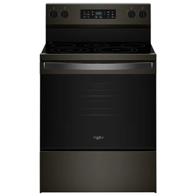Whirpool 30" 5.3 Cu. Ft. Free-Standing 5-Element Smooth Top Electric Range (YWFES5730SV) - Black Stainless Steel