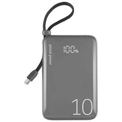 LOGiiX Piston Power 10000 mAh 20W Power Bank with USB-C Cable - Grey