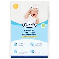 Graco Premium Waterproof Crib & Toddler Mattress Protector - 2-Pack - White
