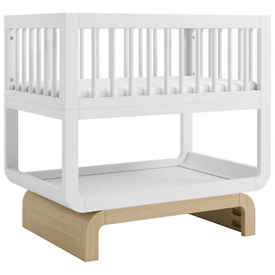 Storkcraft Santorini Deluxe 3-in1 Convertible Bassinet - Frosted Oat with Driftwood