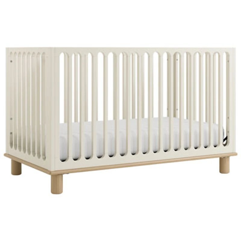 Storkcraft Sicily Deluxe 3-In-1 Convertible Crib with Drawer- Frosted Oat with Driftwood