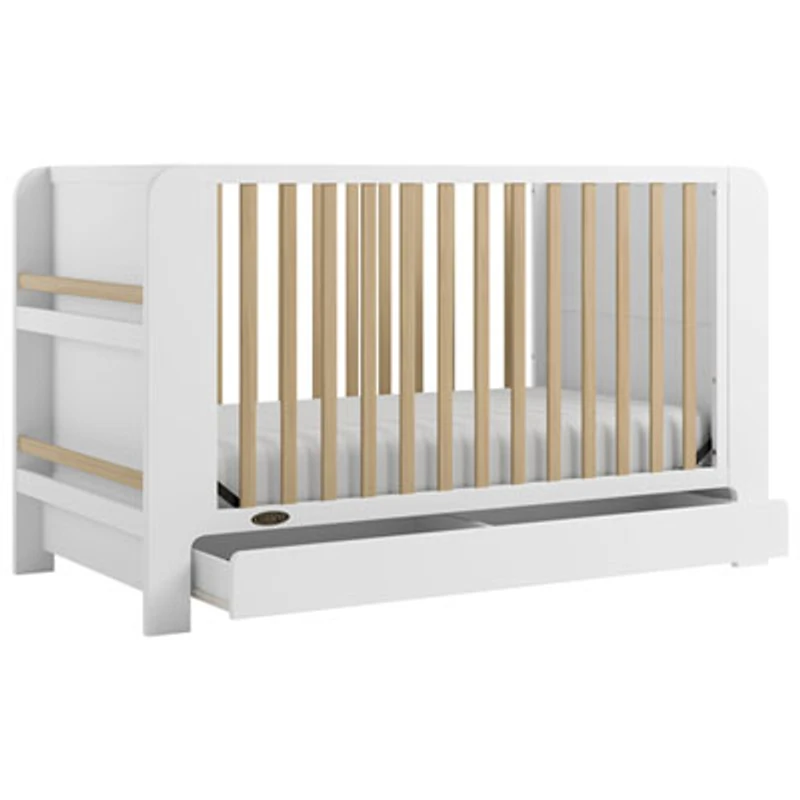 Graco Read-with-Me 4-In-1 Convertible Crib with Drawer - White with Driftwood
