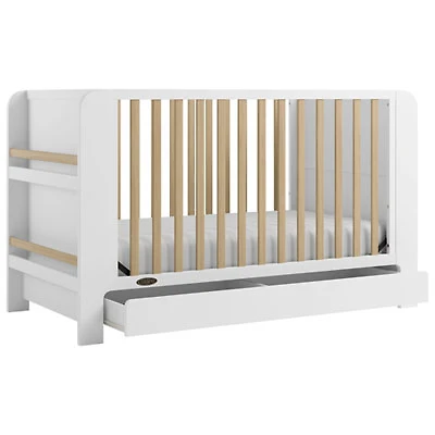 Graco Read-with-Me 4-In-1 Convertible Crib with Drawer - White with Driftwood