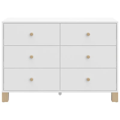 Storkcraft California 6-Drawer Kid Dresser - White with Driftwood
