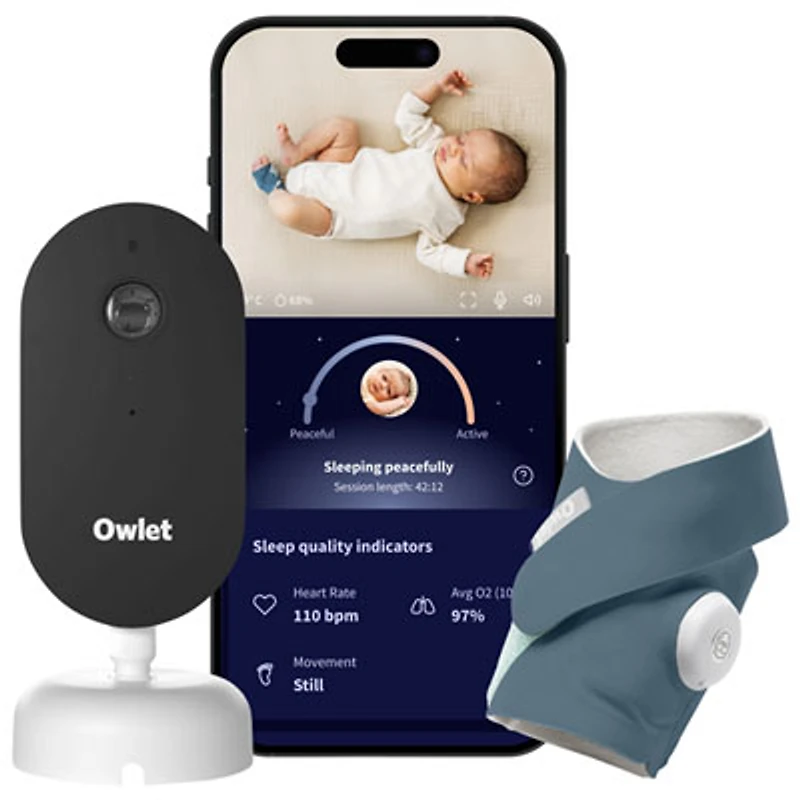 Owlet Dream Duo with Dream Sock Baby Monitor & 2K HD Dream Sight Camera (PS03NWBCAN) - Bedtime Blue