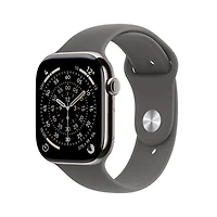 Apple Watch Series 11 (GPS + Cellular) 46mm Natural Titanium Case with Stone Grey Sport Band