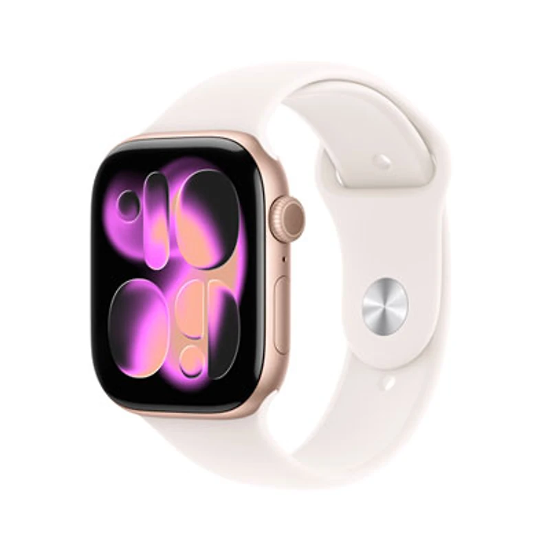 Apple Watch Series 11 (GPS + Cellular) 46mm Rose Gold Aluminum Case with Light Blush Sport Band