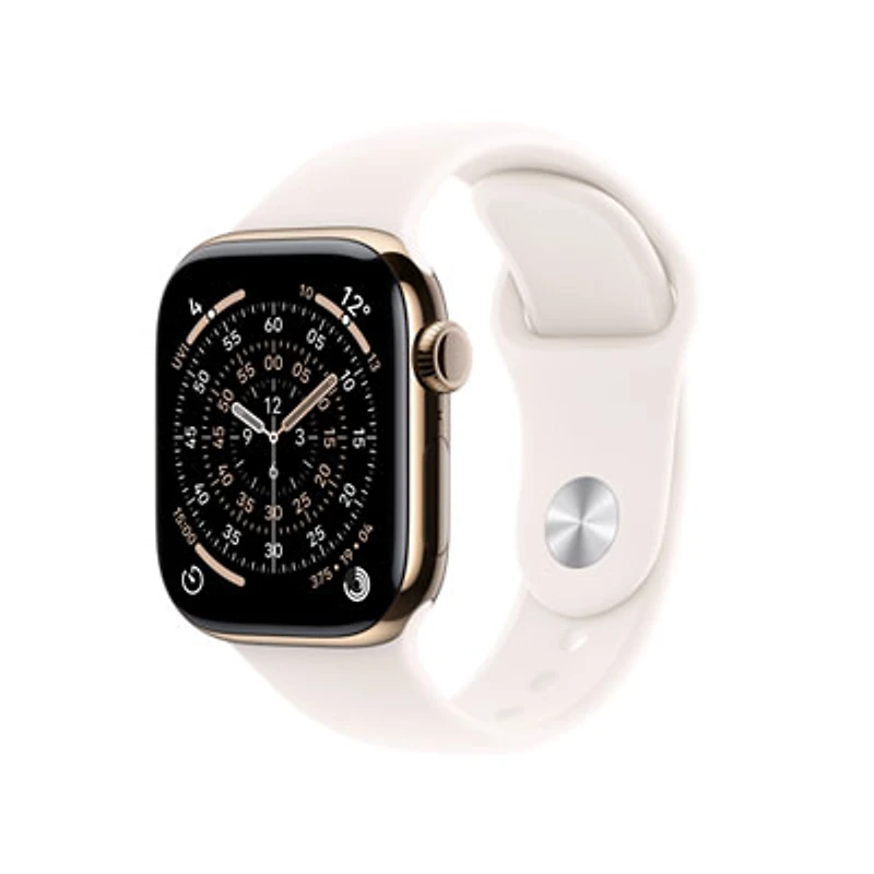 Apple Watch Series 11 (GPS + Cellular) 46mm Gold Titanium Case with Light Blush Sport Band