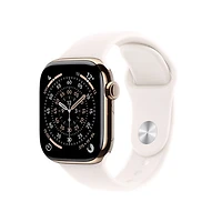 Apple Watch Series 11 (GPS + Cellular) 46mm Gold Titanium Case with Light Blush Sport Band