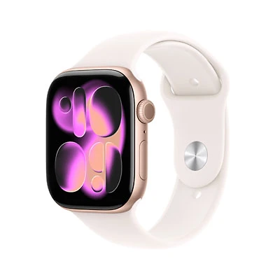 Apple Watch Series 11 (GPS + Cellular) 42mm Rose Gold Aluminum Case with Light Blush Sport Band