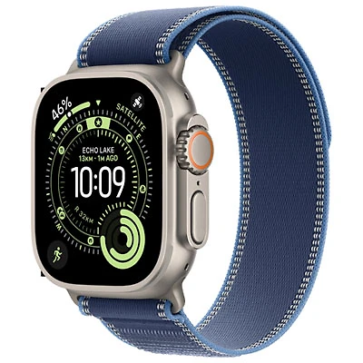 Apple Watch Ultra 3 (GPS + Cellular) 49mm Natural Titanium Case with Blue/Bright Blue Trail Loop