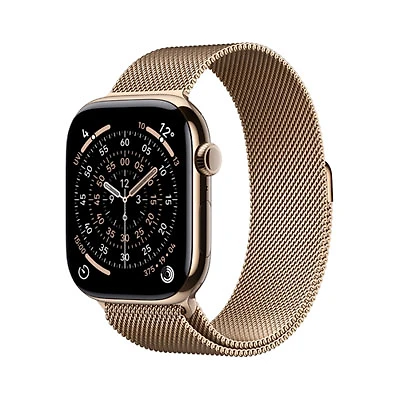 Apple Watch Series 11 (GPS + Cellular) 42mm Gold Titanium Case with Gold Milanese Loop - Medium/Large