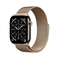 Apple Watch Series 11 (GPS + Cellular) 42mm Gold Titanium Case with Gold Milanese Loop - Medium/Large