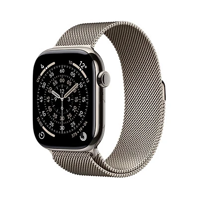Apple Watch Series 11 (GPS + Cellular) 42mm Natural Titanium Case with Natural Milanese Loop - Medium/Large
