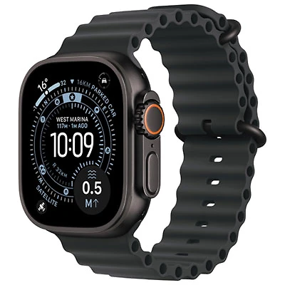 Apple Watch Ultra 3 (GPS + Cellular) 49mm Black Titanium Case with Black Ocean Band