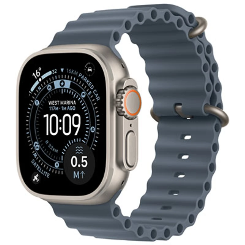 Apple Watch Ultra 3 (GPS + Cellular) 49mm Natural Titanium Case with Anchor Blue Ocean Band