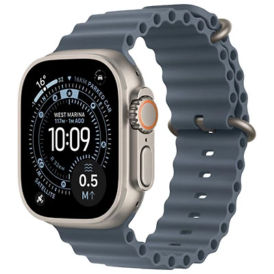 Apple Watch Ultra 3 (GPS + Cellular) 49mm Natural Titanium Case with Anchor Blue Ocean Band