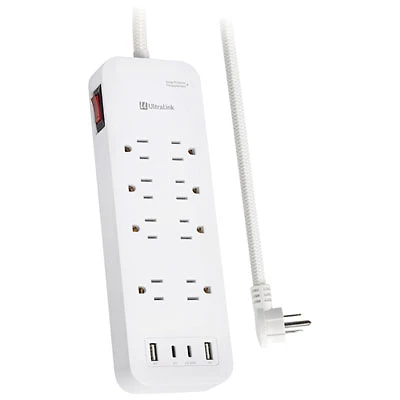 UltraLink 8-Outlet Surge Protector with 2 USB-A & 2 USB-C Ports