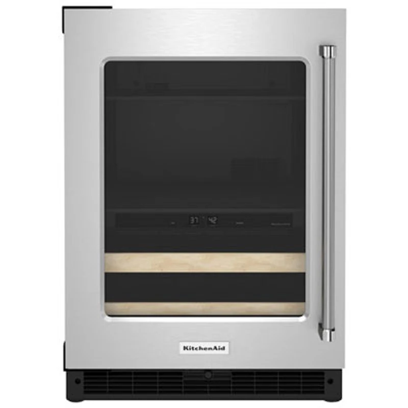 Open Box - KitchenAid Undercounter 4.9 Cu. Ft. Freestanding Beverage Centre - Stainless Steel/Wood - Scratch & Dent