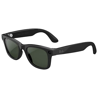 Ray-Ban | Meta Wayfarer (Gen 2) Glasses with AI, Photo, Video, Audio & Messaging - Shiny Black/Transitions Graphite Green - Large
