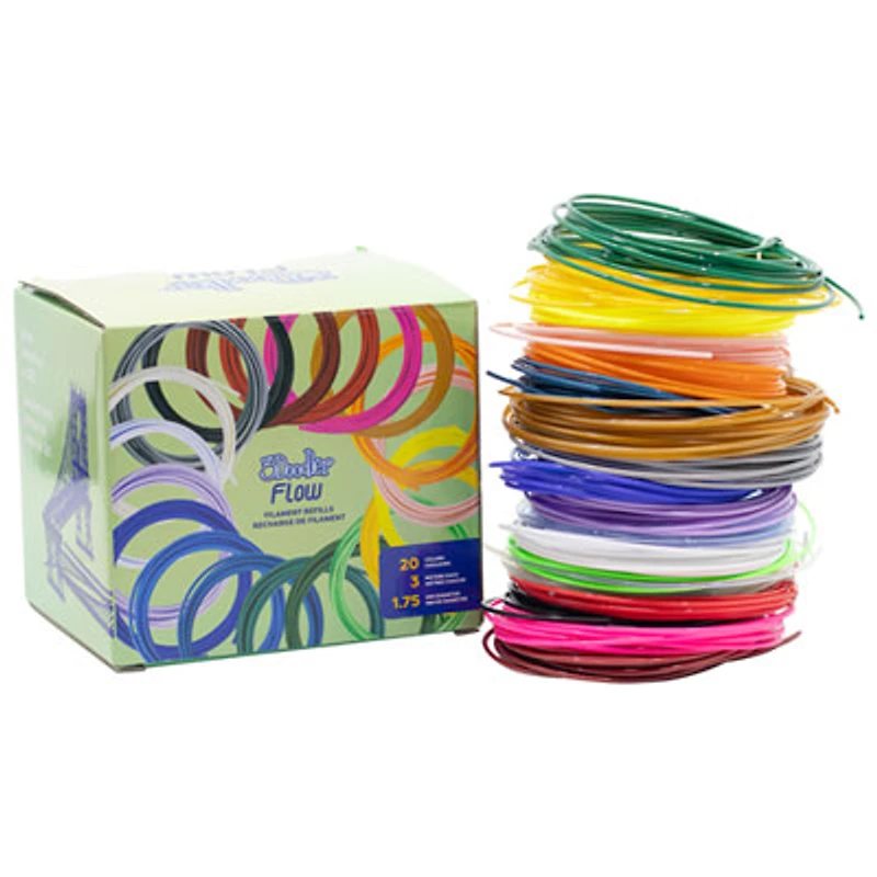 3Doodler Flow Plastic Filament Refill Kit - 20 Colours