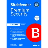 Bitdefender Premium Security Individual (PC/Mac/iOS/Android) - 5 Device - 1 User - 2 Year - Digital Download - Only at Best Buy