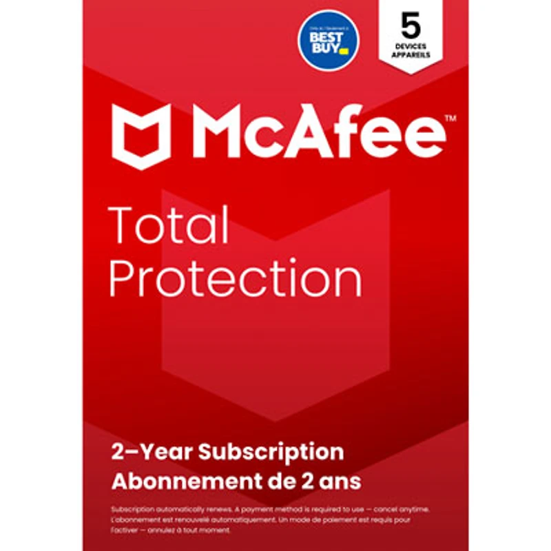 McAfee Total Protection (Windows/Mac/Android/iOS) - 5 Device - 2 Year - Digital Download - 2025 - Only at Best Buy